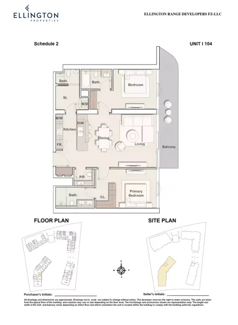 Plattegrond van 2 slaapkamers in Costa Mare