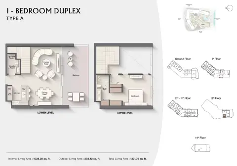 Plattegrond van 1 slaapkamer in Costa Mare
