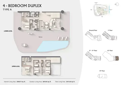 Plattegrond van 4 slaapkamers in Costa Mare