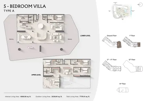 Plattegrond van 5 slaapkamers in Costa Mare