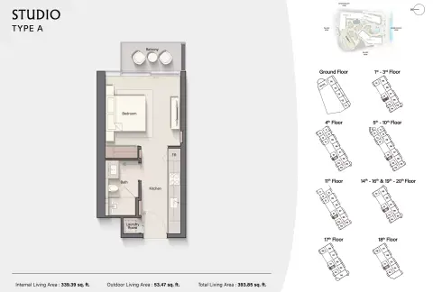 Plattegrond van Studio in Costa Mare