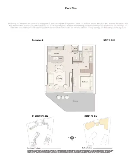 Plattegrond van 1 slaapkamer in Costa Mare