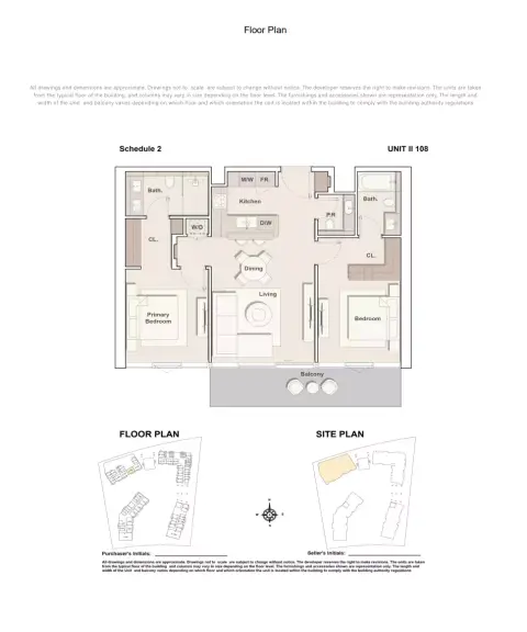 Plattegrond van 2 slaapkamers in Costa Mare