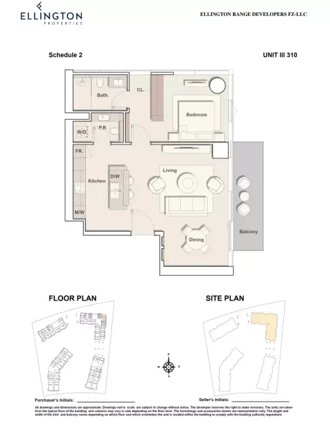 Plattegrond van 1 slaapkamer in Costa Mare