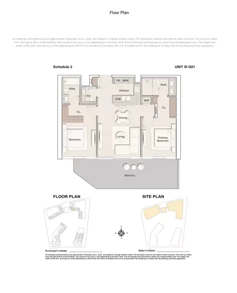 Plattegrond van 2 slaapkamers in Costa Mare