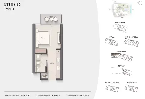 Plattegrond van Studio in Costa Mare