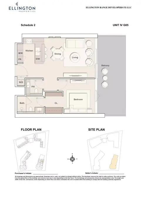 Plattegrond van 1 slaapkamer in Costa Mare