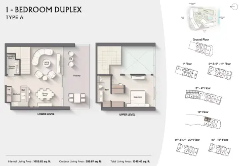 Plattegrond van 1 slaapkamer in Costa Mare