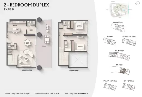 Plattegrond van 2 slaapkamers in Costa Mare