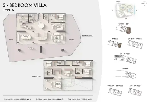 Plattegrond van 5 slaapkamers in Costa Mare