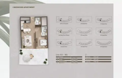 Plattegrond van 1 slaapkamer in Azure by Lapis