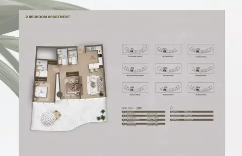 Plattegrond van 2 slaapkamers in Azure by Lapis