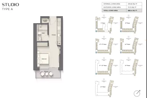 Plattegrond van Studio in Playa Del Sol
