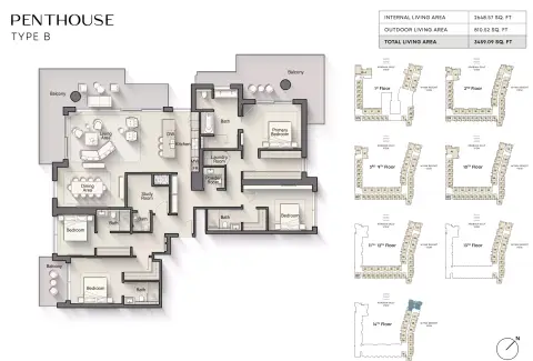 Plattegrond van 4 slaapkamers in Playa Del Sol