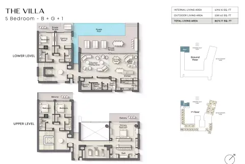 Plattegrond van 5 slaapkamers in Playa Del Sol