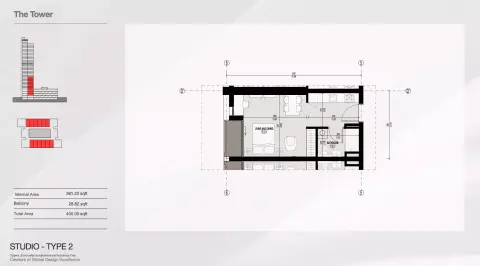 Plattegrond van Studio in Altura