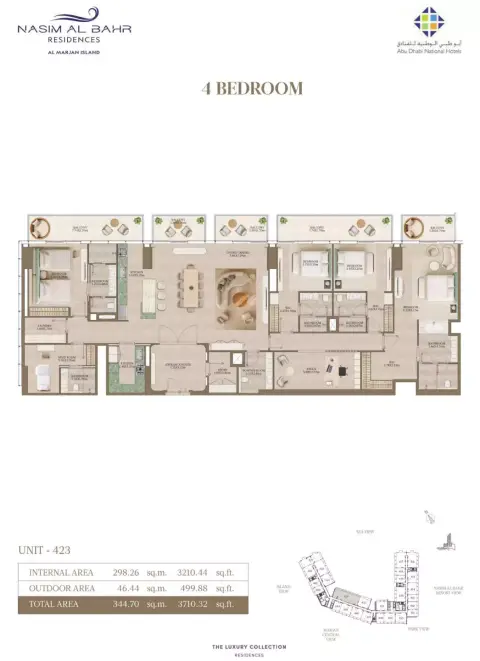 Plattegrond van 4 slaapkamers in Nasim Al Bahr Residences