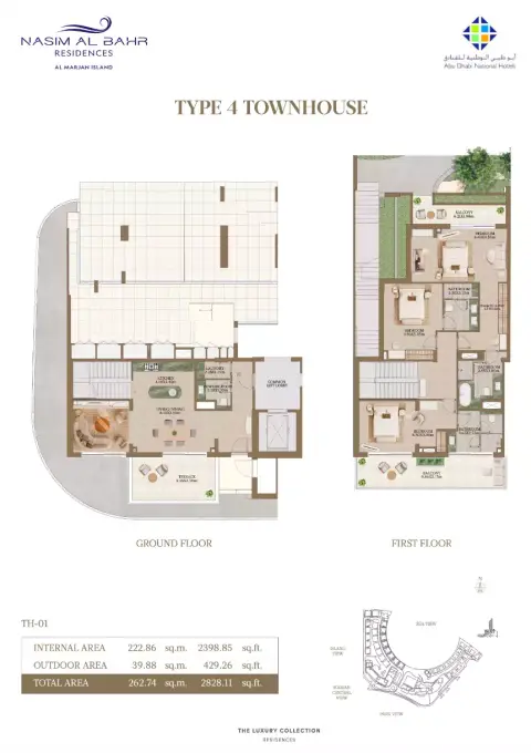 Plattegrond van 3 slaapkamers in Nasim Al Bahr Residences