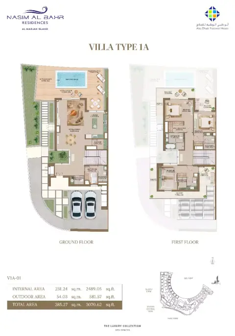 Plattegrond van 3 slaapkamers in Nasim Al Bahr Residences