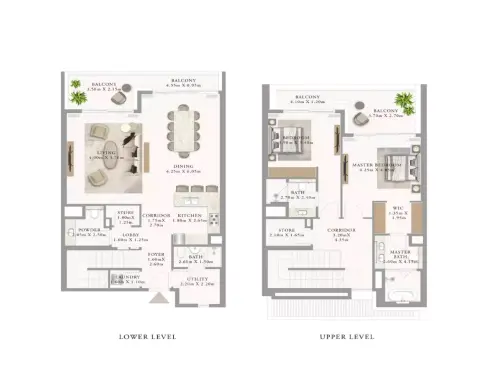 Plattegrond van 2 slaapkamers in Address Residences Al Marjan Island