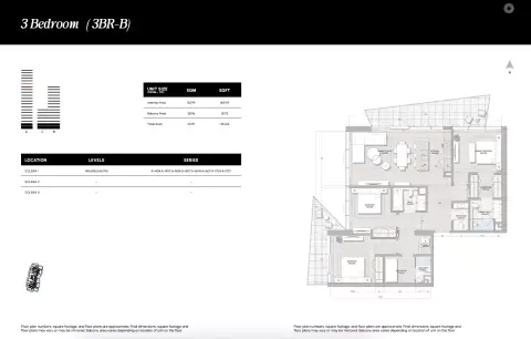 Plattegrond van 3 slaapkamers in Solera Downtown Mina