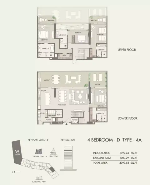Plattegrond van 4 slaapkamers in W Hotel & Residences