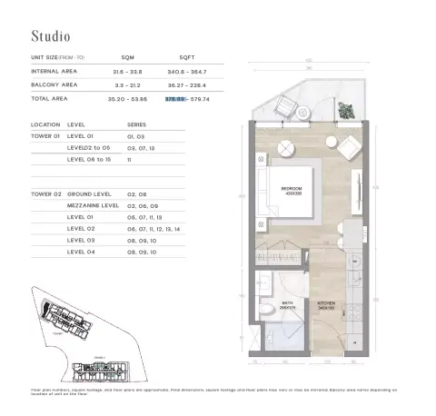 Plattegrond van Studio in Skai