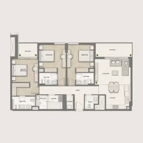 Plattegrond van 3 slaapkamers in Al Hamra Greens