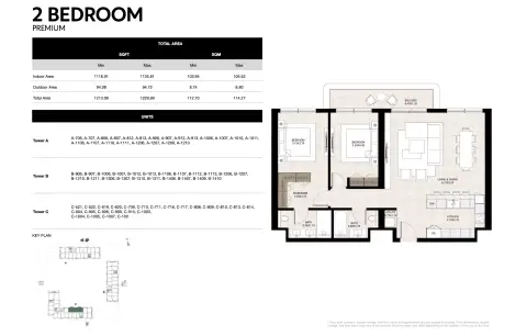 Plattegrond van 2 slaapkamers in Lunara The Strand