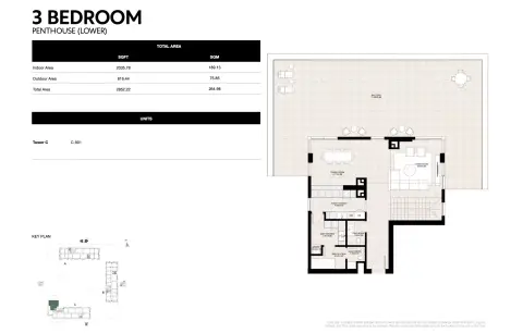 Plattegrond van 3 slaapkamers in Lunara The Strand