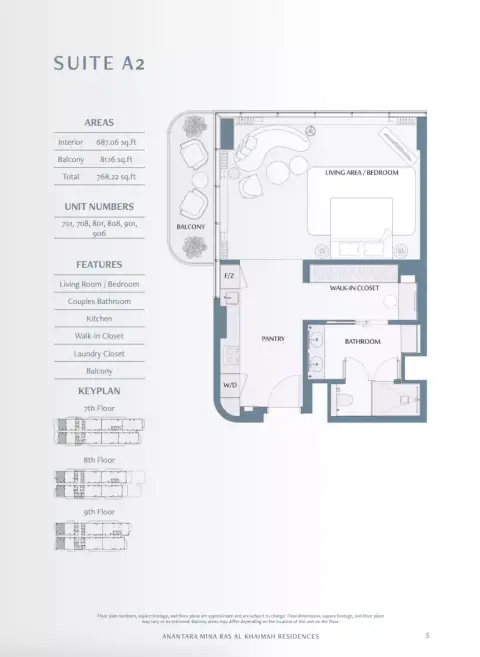 Plattegrond van Studio in Anantara Mina
