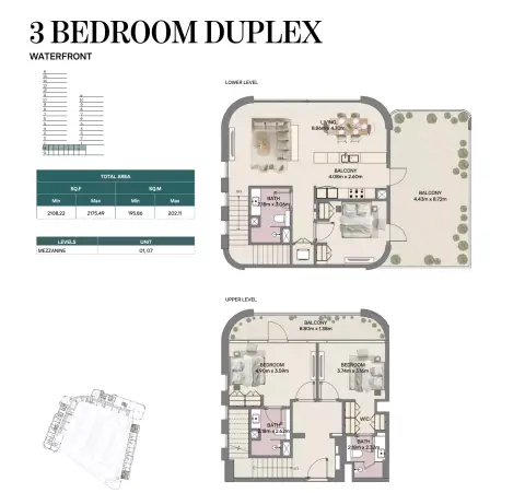 Plattegrond van 3 slaapkamers in Mirasol Phase 2 By Rak Properties