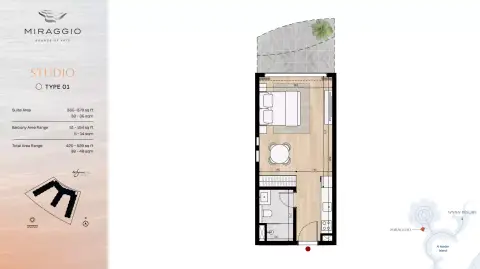 Plattegrond van Studio in Miraggio