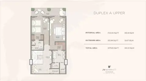 Plattegrond van 3 slaapkamers in JW Marriott Residences