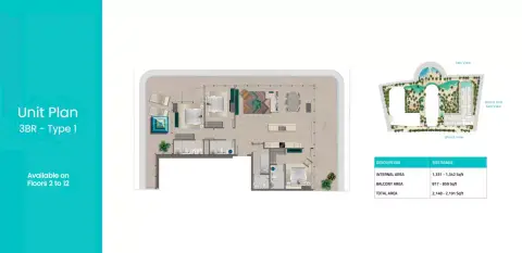 Plattegrond van 3 slaapkamers in Trio Isle C