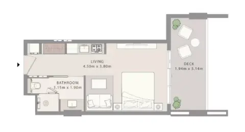 Plattegrond van Studio in Uno Luxe