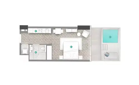 Plattegrond van Studio in Moonstone Residences Interiors by Missoni