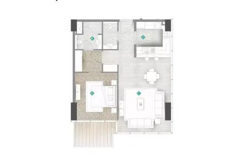 Plattegrond van 1 slaapkamer in Moonstone Residences Interiors by Missoni