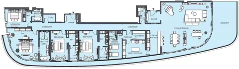 Plattegrond van 4 slaapkamers in Al Danah Residential Tower