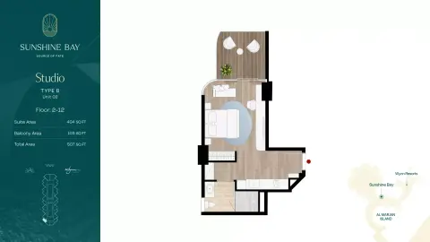 Plattegrond van Studio in Sunshine Bay