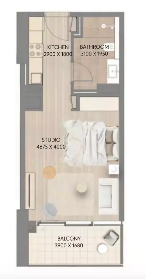 Plattegrond van Studio in Cape Hayat Phase 2 By Rak