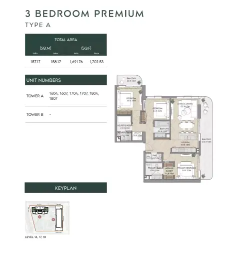 Plattegrond van 3 slaapkamers in Nura