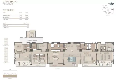 Plattegrond van 4 slaapkamers in Cape Hayat By Rak