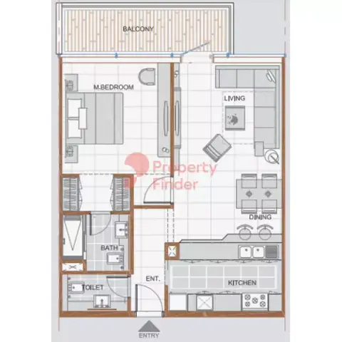 Plattegrond van 1 slaapkamer in Ras Al Khaimah Gateway