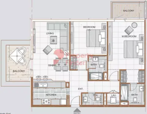 Plattegrond van 2 slaapkamers in Ras Al Khaimah Gateway