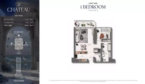 Plattegrond van 1 slaapkamer in Le Chateau