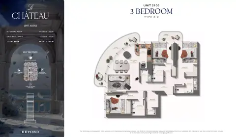 Plattegrond van 5 slaapkamers in Le Chateau