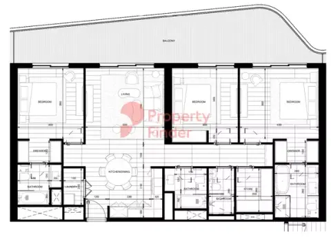 Plattegrond van 3 slaapkamers in Rosso Bay Residences