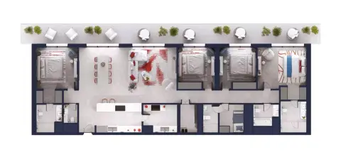 Plattegrond van 4 slaapkamers in Rosso Bay Residences