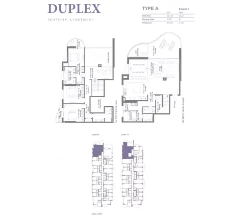 Plattegrond van 3 slaapkamers in Bay Residences
